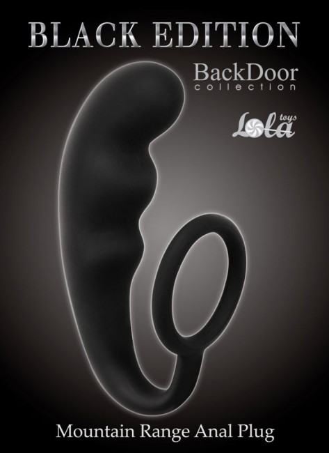 Чёрное эрекционное кольцо с анальным стимулятором Mountain Range Anal Plug, Lola toys