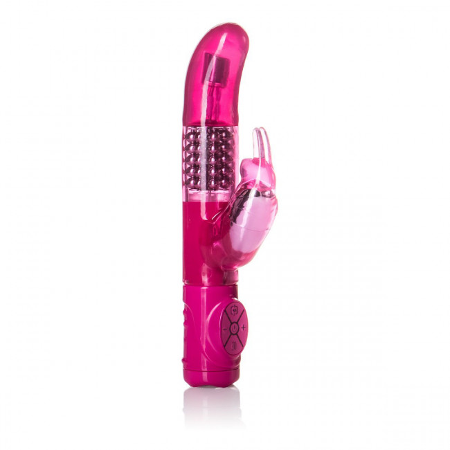 Розовый вибромассажер Advanced G Jack Rabbit  с клиторальным зайчиком - 18 см., California Exotic Novelties