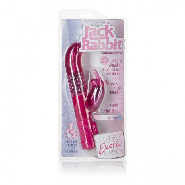 Розовый вибромассажер Advanced G Jack Rabbit  с клиторальным зайчиком - 18 см., California Exotic Novelties