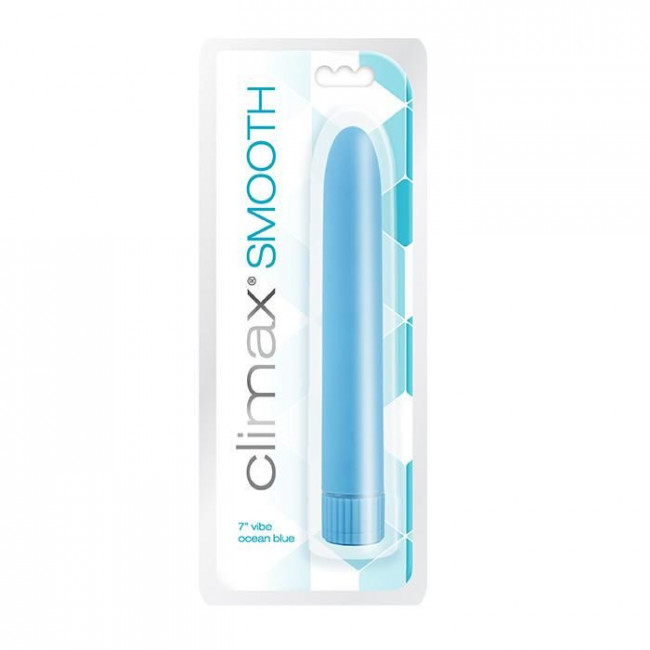Голубой вибромассажер Climax Smooth 7" Vibe - 17,8 см., Topco Sales