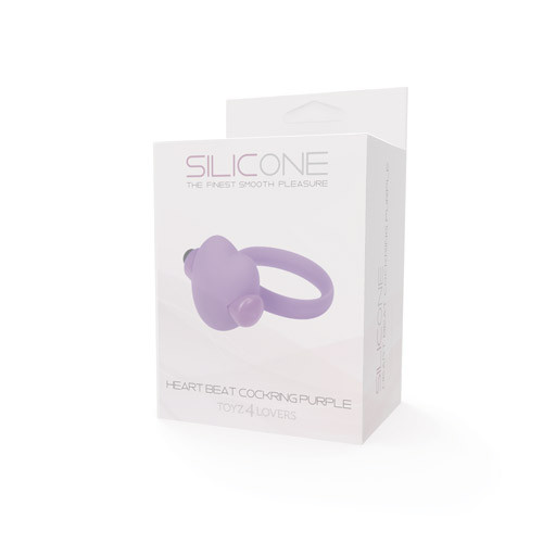 Фиолетовое эрекционное виброкольцо с сердечком HEART BEAT COCKRING SILICONE, Toyz4lovers