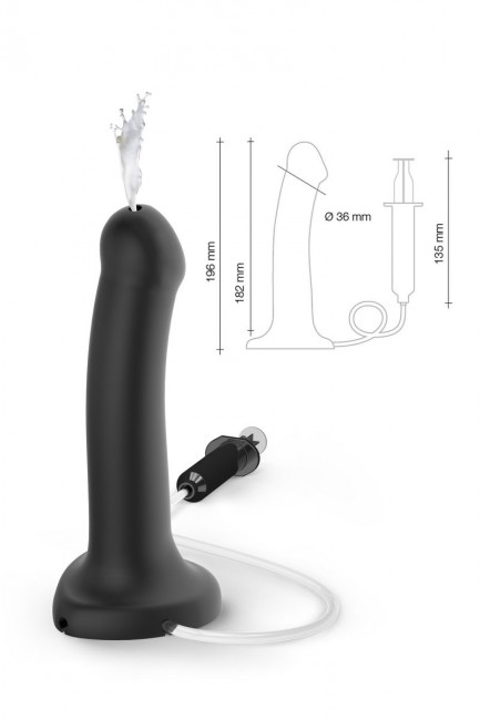 Черный фаллос с имитацией эякуляции Silicon Cum Dildo L - 19,6 см. Черный фаллос с имитацией эякуляции Silicon Cum Dildo L - 19,6 см.