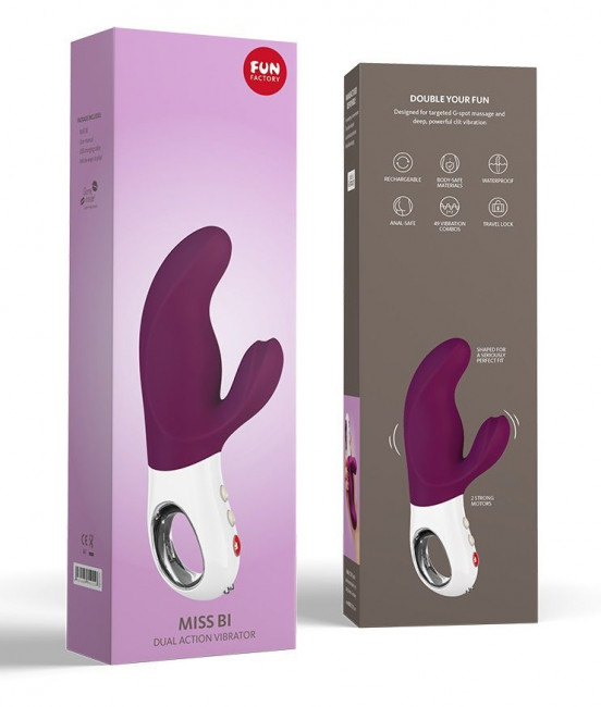 Фиолетовый вибратор с двумя моторами MiSS Bi - 17 см., Fun Factory
