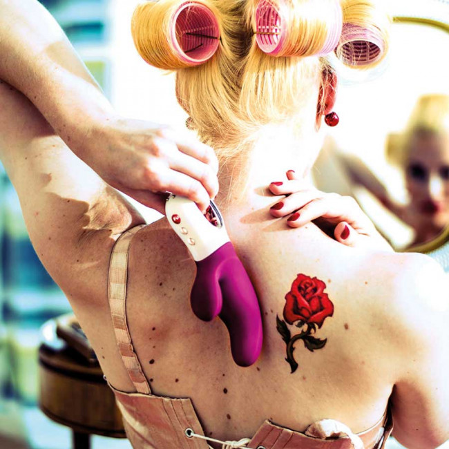 Фиолетовый вибратор с двумя моторами MiSS Bi - 17 см., Fun Factory