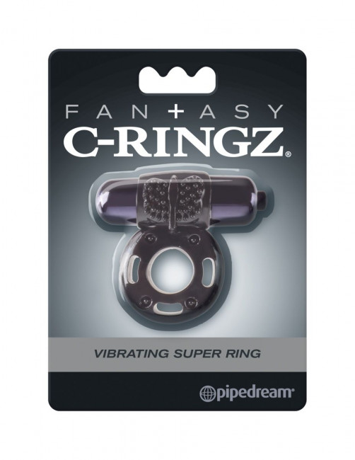 Чёрное эрекционное кольцо Vibrating Super Ring, Pipedream