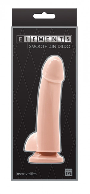 Телесный гладкий фаллоимитатор на присоске с мошонкой Smooth 4 Inch Dildo - 14,6 см., NS Novelties