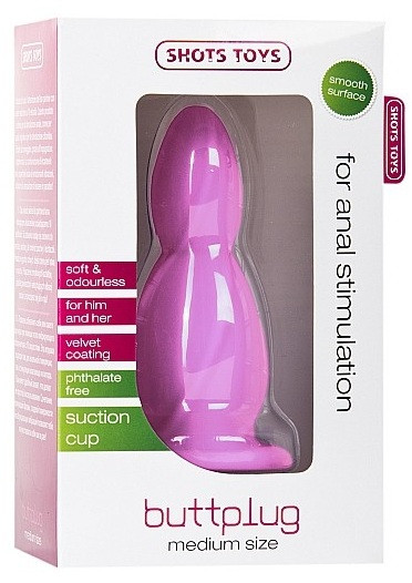 Розовая анальная втулка Medium Buttplug среднего размера - 11,4 см., Shots Media BV