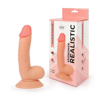 Телесный реалистичный фаллоимитатор Erowoman, Bior toys