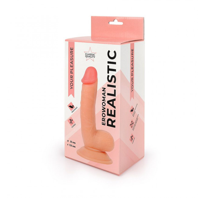 Телесный реалистичный фаллоимитатор Erowoman, Bior toys