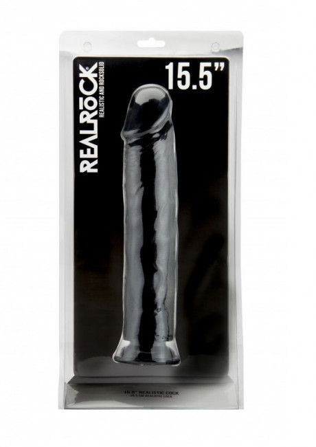 Чёрный фаллоимитатор-гигант Realistic Cock 15,5 Inch No Scrotum - 39,5 см., Shots Media BV