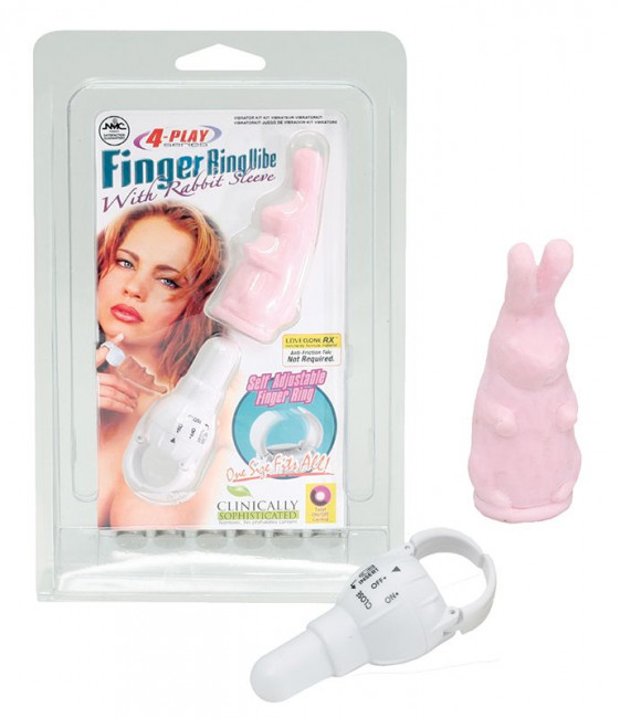 Розовый виброзайчик 4PLAY FINGER RING VIBE RABBIT PINK, NMC