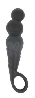 Черный анальный стимулятор с колечком-ограничителем - 11 см., Bior toys