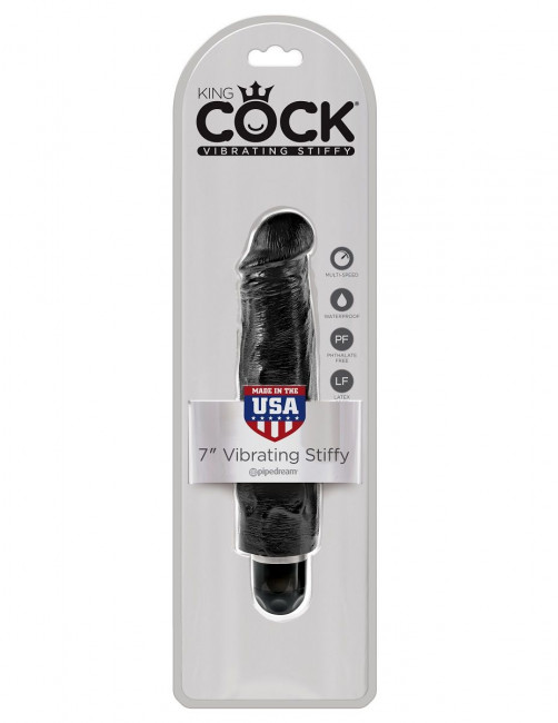 Чёрный вибратор-реалистик 7" Vibrating Stiffy - 21,6 см., Pipedream