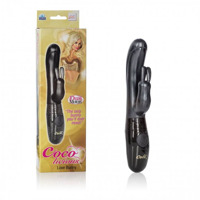 Черный вибромассажер Coco Love Bunny - 21 см., California Exotic Novelties Черный вибромассажер Coco Love Bunny - 21 см., California Exotic Novelties