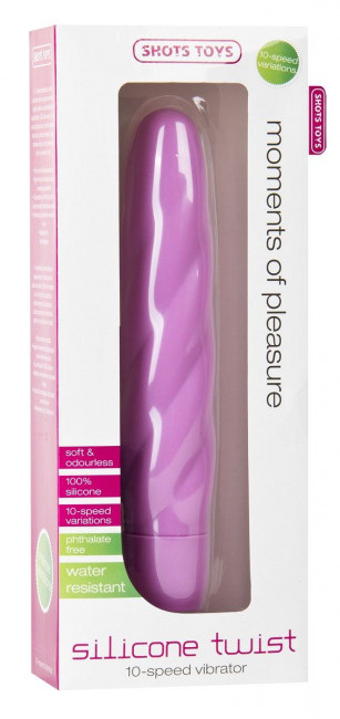 Розовый вибратор Silicone Twist - 19,7 см., Shots Media BV
