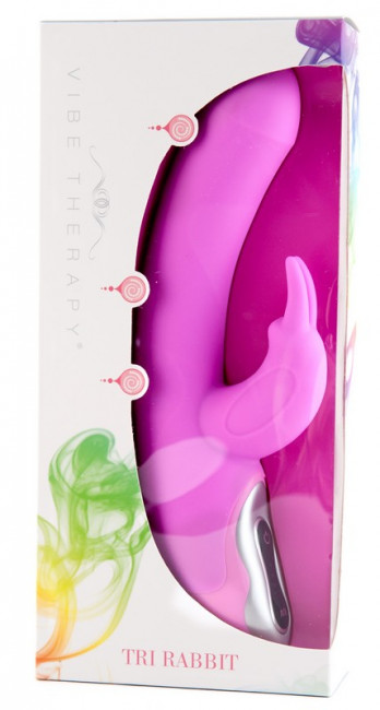 Розовый вибратор с клиторальным стимулятором TRI RABBIT - 22 см. , Vibe Therapy