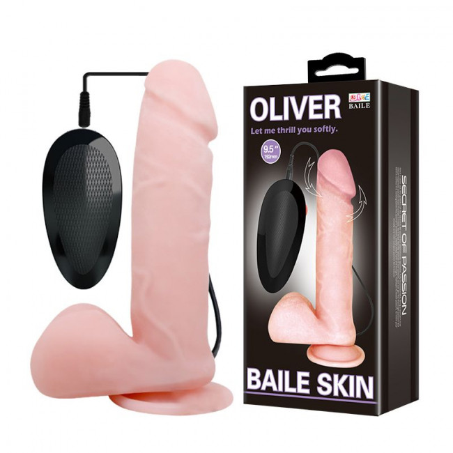 Телесный вибратор-ротатор с присоской Oliver - 19,5 см., Baile Телесный вибратор-ротатор с присоской Oliver - 19,5 см., Baile