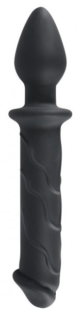 Черный двусторонний стимулятор Dildo & Plug - 22,8 см., Orion