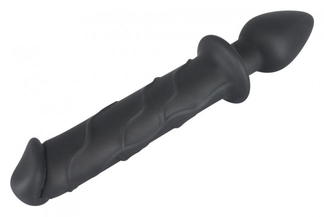Черный двусторонний стимулятор Dildo & Plug - 22,8 см., Orion