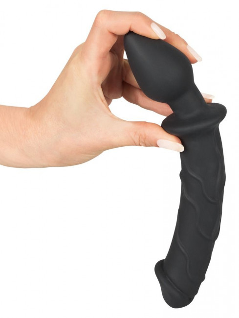 Черный двусторонний стимулятор Dildo & Plug - 22,8 см., Orion