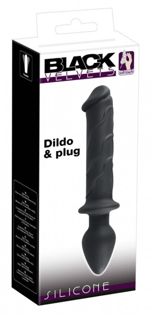 Черный двусторонний стимулятор Dildo & Plug - 22,8 см., Orion