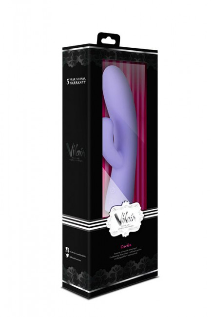 Фиолетовый вибратор с клиторальной стимуляцией Cecilia - 18,7 см., Blush Novelties