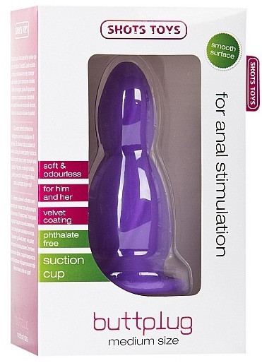 Фиолетовая анальная втулка Medium Buttplug среднего размера - 11,4 см., Shots Media BV