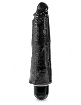 Чёрный вибратор-реалистик 8" Vibrating Stiffy - 24,8 см., Pipedream