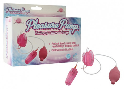 Розовая помпа с вибрацией Pleasure Pump Butterfly Clitoral, Howells