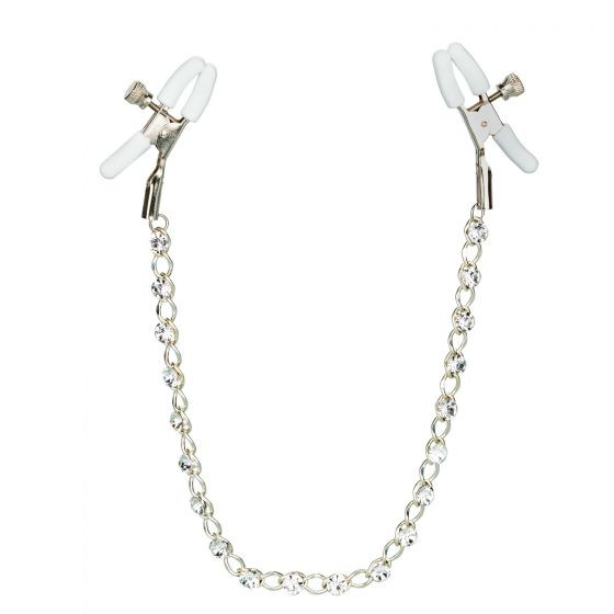 Зажимы на соски с серебристой цепочкой и кристаллами Crystal Chain Nipple Clamps Зажимы на соски с серебристой цепочкой и кристаллами Crystal Chain Nipple Clamps