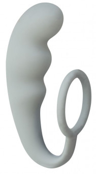 Серое эрекционное кольцо с анальным стимулятором Mountain Range Anal Plug, Lola toys