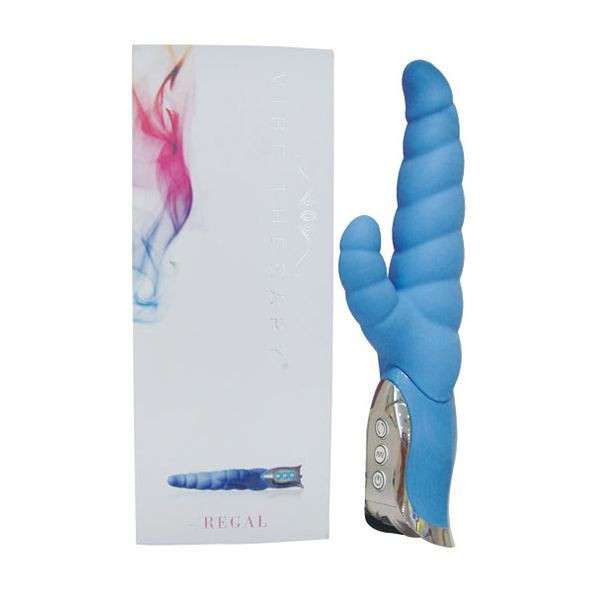 Голубой вибромассажер с ротацией Regal - 26,5 см., Vibe Therapy