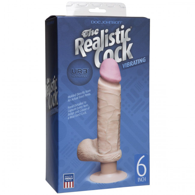 Вибромассажер-реалистик на присоске The Realistic Cock ULTRASKYN Vibrating 6”- 21,6 см., Doc Johnson Вибромассажер-реалистик на присоске The Realistic Cock ULTRASKYN Vibrating 6”- 21,6 см., Doc Johnson