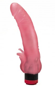 Розовый гелевый вибратор с клиторальными лепестками - 18,5 см., LOVETOY (А-Полимер)