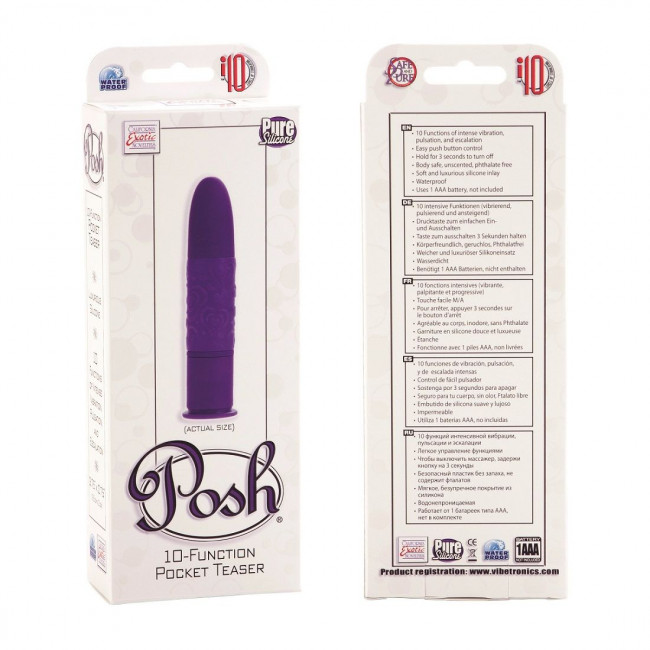Фиолетовый мини-вибратор Posh с 10 функциями - 9,5 см., California Exotic Novelties