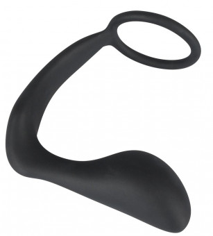 Чёрное эрекционное кольцо с анальной пробкой Black Velvets Ring & Plug, Orion