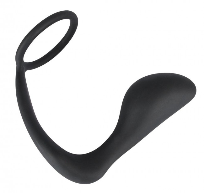 Чёрное эрекционное кольцо с анальной пробкой Black Velvets Ring & Plug, Orion