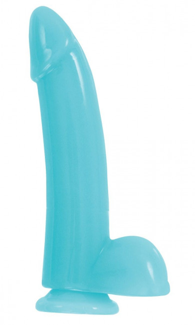 Голубой фаллоимитатор на присоске Firefly Smooth Glowing Dong 8 Blue - 22,3 см., NS Novelties