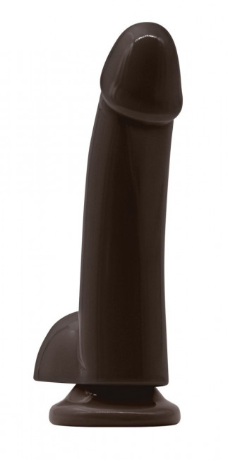 Коричневый гладкий фаллоимитатор на присоске с мошонкой Smooth 4 Inch Dildo - 14,6 см. , NS Novelties