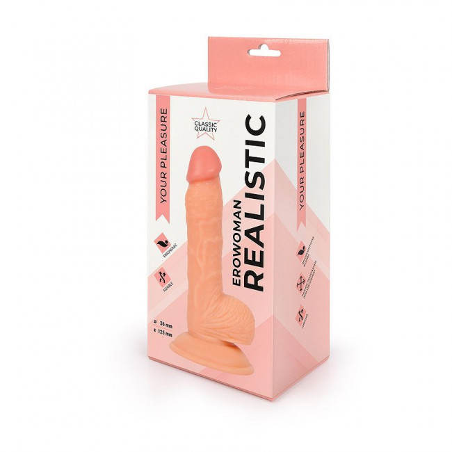 Реалистичный фаллоимитатор Erowoman телесного цвета, Bior toys Реалистичный фаллоимитатор Erowoman телесного цвета, Bior toys