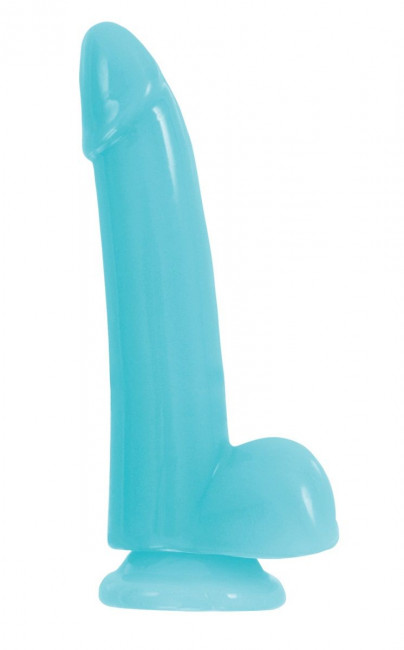 Голубой фаллоимитатор Smooth Glowing Dong 5 - 14,4 см., NS Novelties