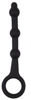 Черная силиконовая анальная цепочка-елочка с колечком - 13,5 см., Bior toys