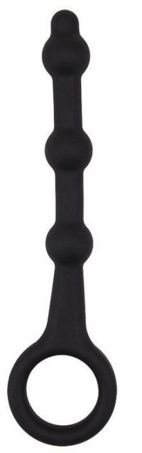 Черная силиконовая анальная цепочка-елочка с колечком - 13,5 см., Bior toys Черная силиконовая анальная цепочка-елочка с колечком - 13,5 см., Bior toys