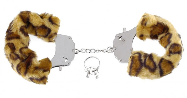 Наручники металлические с гепардовым мехом Original Furry Cuffs, Pipedream