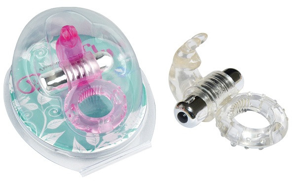 Прозрачное эрекционное виброкольцо с зайчиком 7 Speed Rabbit Cock Ring, Howells