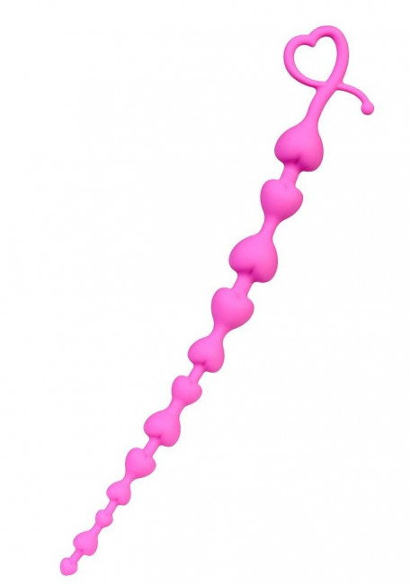 Розовая силиконовая анальная цепочка Long Sweety - 34 см., ToyFa