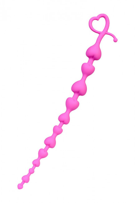 Розовая силиконовая анальная цепочка Long Sweety - 34 см., ToyFa