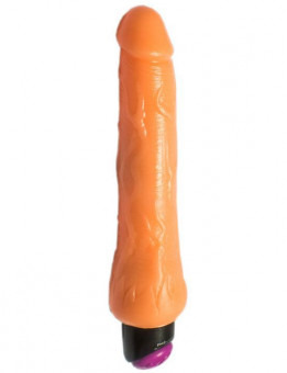 Телесный вибратор-реалистик с венками - 26,5 см., Eroticon