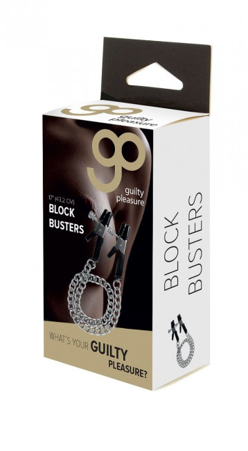 Зажимы на соски Block Busters Nipple Clamps с цепью, Blush Novelties