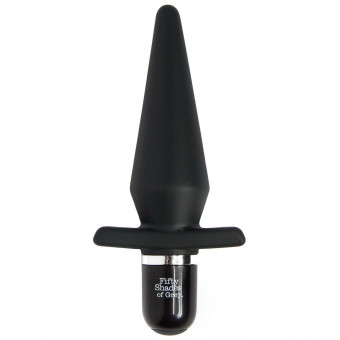 Черная анальная пробка с вибрацией Delicious Fullness Vibrating Butt Plug - 14 см., Fifty Shades of Grey